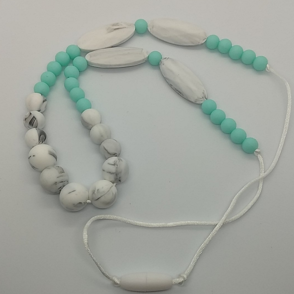 Marquise Flow (Marble/Teal) Teething Necklace